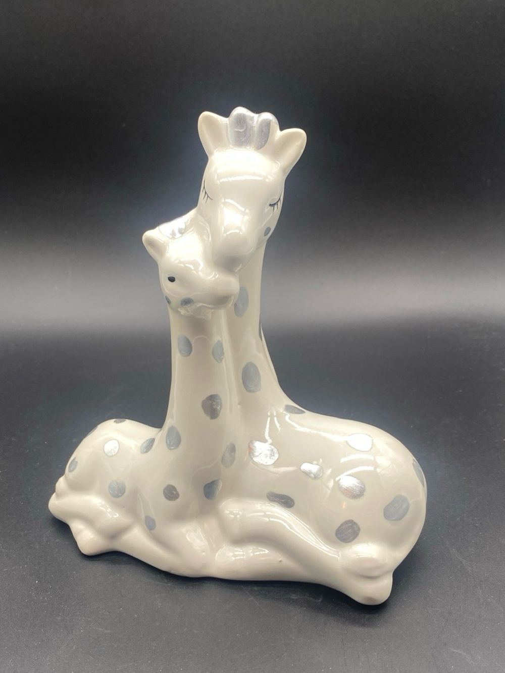Ceramic White Giraffe Coin Bank with Silver Spots - Decorative Nursery